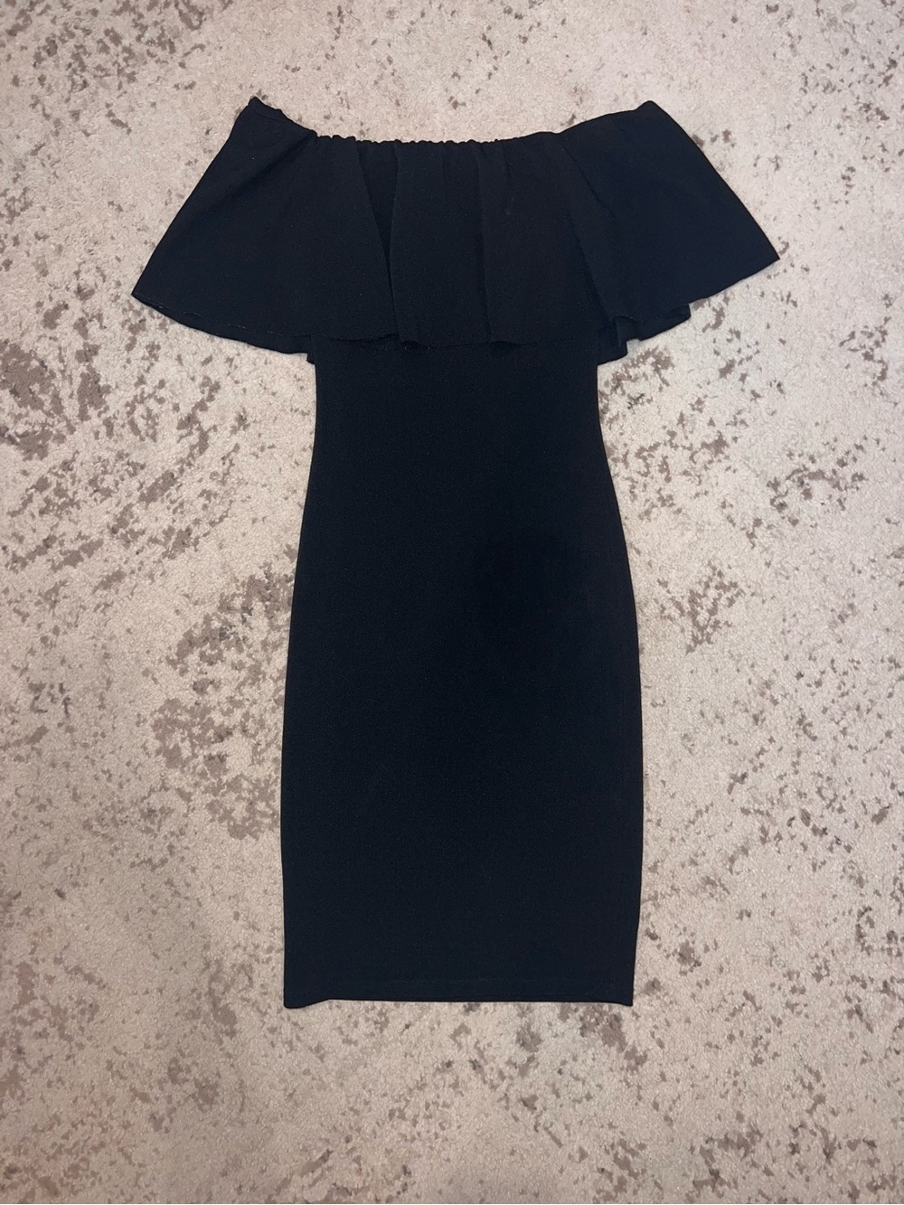 Almost Famous Black Off-Shoulder Ruffle Bodycon Dress